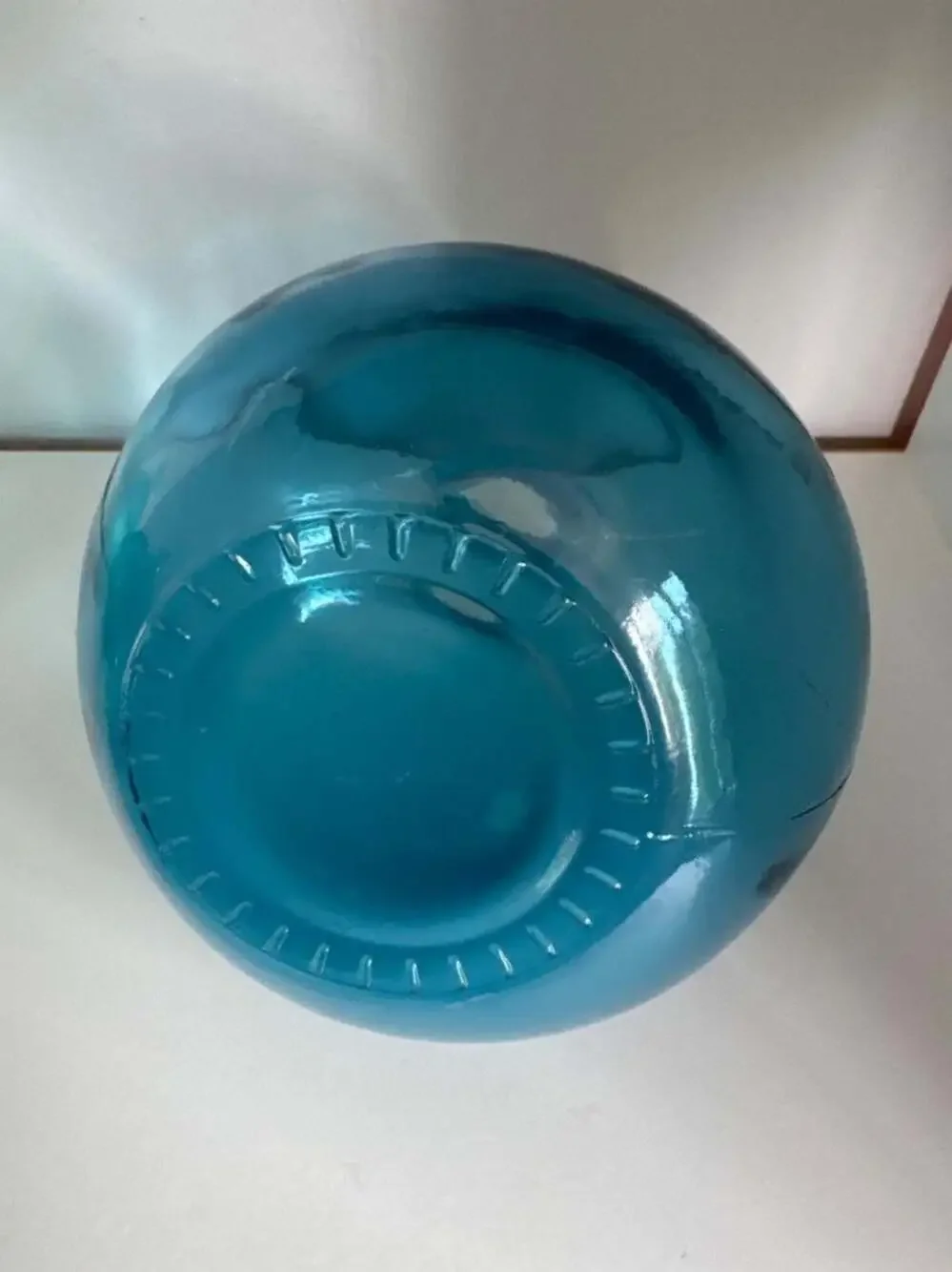 Vidrios San Miguel Hand Blown Recycled Glass Bulb Vase Aqua Blue Spain